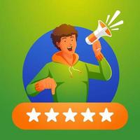 People Characters Giving Five Star Feedback vector