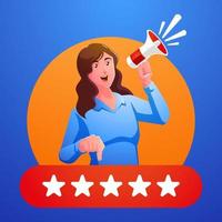 People Characters Giving Five Star Feedback vector