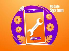update smartphone system with wrench symbol vector