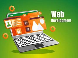 Web development concept with laptop symbol vector