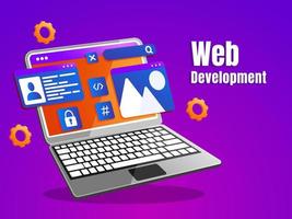 Web development concept with laptop symbol vector