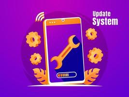 update smartphone system with wrench symbol vector