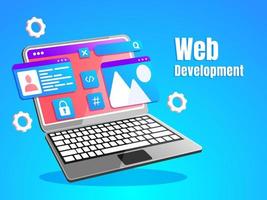 Web development concept with laptop symbol vector