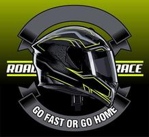 motorcycle helmet and ribbon vector