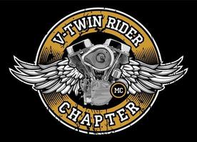 patch biker v twin engine vector