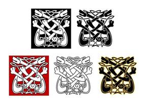 Celtic ornament with dogs and wolves vector