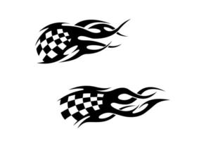Tribal tattoos with checkuered flag vector
