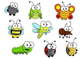 conjunto de insectos de dibujos animados vector