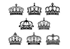 Ornated heraldic royal crowns set vector