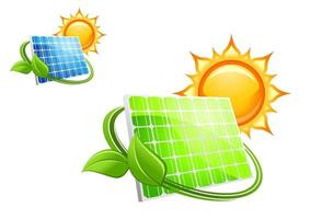 Solar panels and batteries vector
