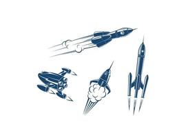 Spaceships and rockets vector