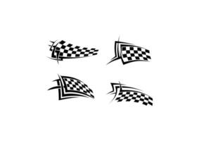 Tribal signs with checkered flags vector