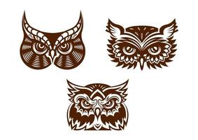 Collection of wise old owl faces vector