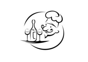 Waiter with champagne and glasses vector