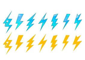 Lightning icons and symbols vector