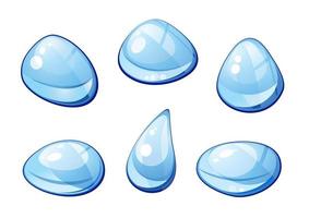 Blue water drops set vector