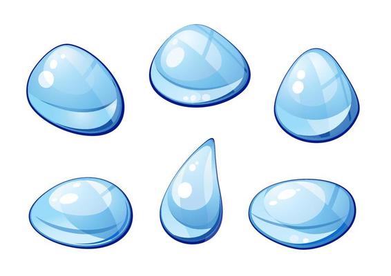 Blue water drops set