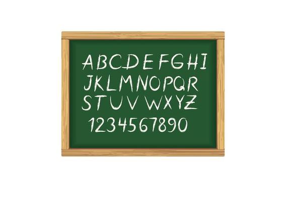 School board with chalk alphabet letters