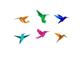 siluetas de colibríes de origami vector