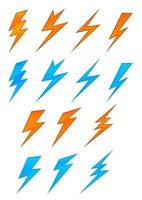 Lightning and thunderbolt symbols vector