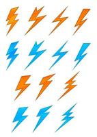 Lightning and thunderbolt symbols vector