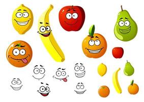 apetitosas frutas frescas de dibujos animados vector