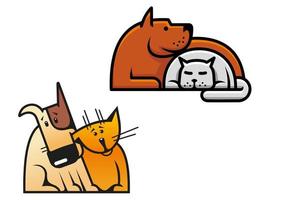 Friendship of dog and cat vector
