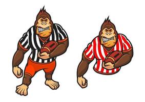 Gorilla player with rugby ball vector