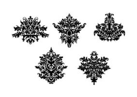 Decorative elements of damask pattern vector