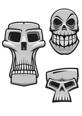 Monster and zombie skulls