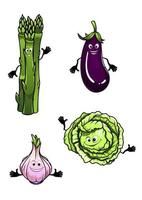 Cabbage, spinach, eggplant and garlic vector