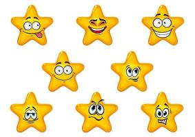 estrellas amarillas con emociones felices vector
