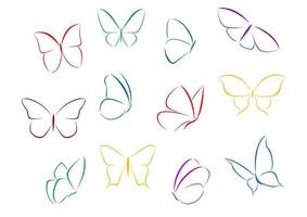 Butterflies color silhouettes vector