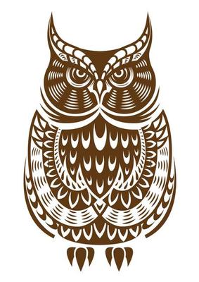 Brown owl with decorative ornament