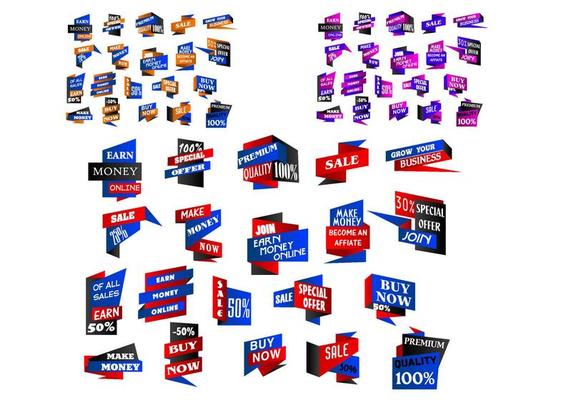 Origami banners, stickers and labels