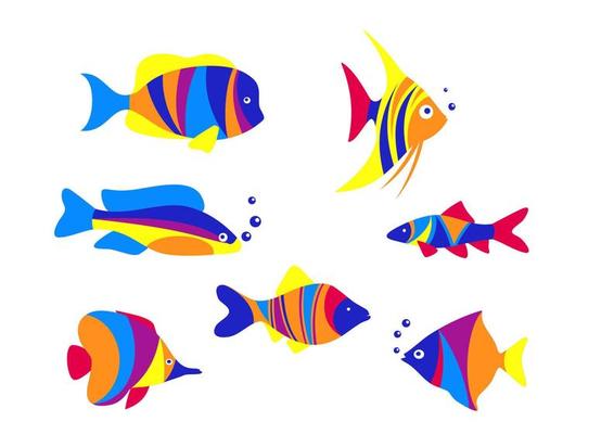 Abstract colorful aquarium fishes