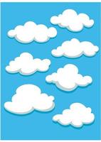 White clouds set on blue sky vector