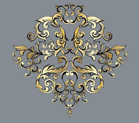 Vector damask vintage baroque scroll ornament swirl. Victorian monogram heraldic shield swirl. Retro floral leaf pattern border foliage antique  acanthus calligraphy engraved tattoo.Tile decor element