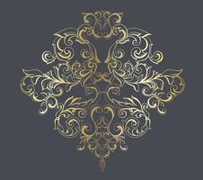 Vector damask vintage baroque scroll ornament swirl. Victorian monogram heraldic shield swirl. Retro floral leaf pattern border foliage antique  acanthus calligraphy engraved tattoo.Tile decor element