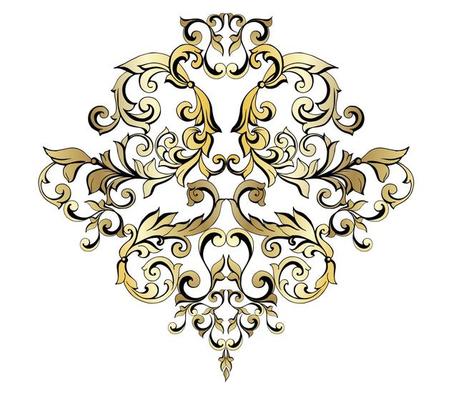 Vector damask vintage baroque scroll ornament swirl. Victorian monogram heraldic shield swirl. Retro floral leaf pattern border foliage antique  acanthus calligraphy engraved tattoo.Tile decor element