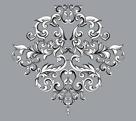Vector damask vintage baroque scroll ornament swirl. Victorian monogram heraldic shield swirl. Retro floral leaf pattern border foliage antique  acanthus calligraphy engraved tattoo.Tile decor element