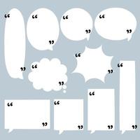 collection set of hand drawing line frame border, speech bubble balloon with quotation marks, think, speak, talk, text box, banner, flat, design, vector illustration