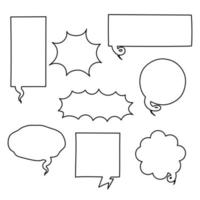 collection set of blank  black and white hand drawing speech bubble balloon, think speak talk text box, banner, flat vector illustration design