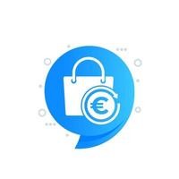 cashback icon with a bag and euro vector