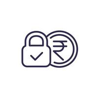 fixed cost, price line icon with rupee vector