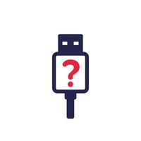 icono de dispositivo usb desconocido, vector