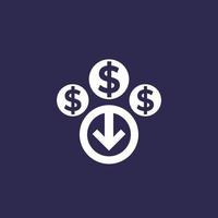 cost reduction icon on dark vector