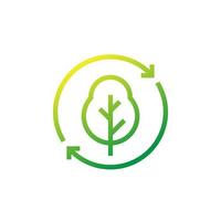 reforestation icon with a tree, line vector