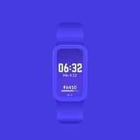 fitness bracelet blue mockup, activity tracker or step counter ui design vector