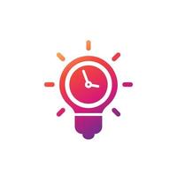 Idea and time icon with light bulb, vector